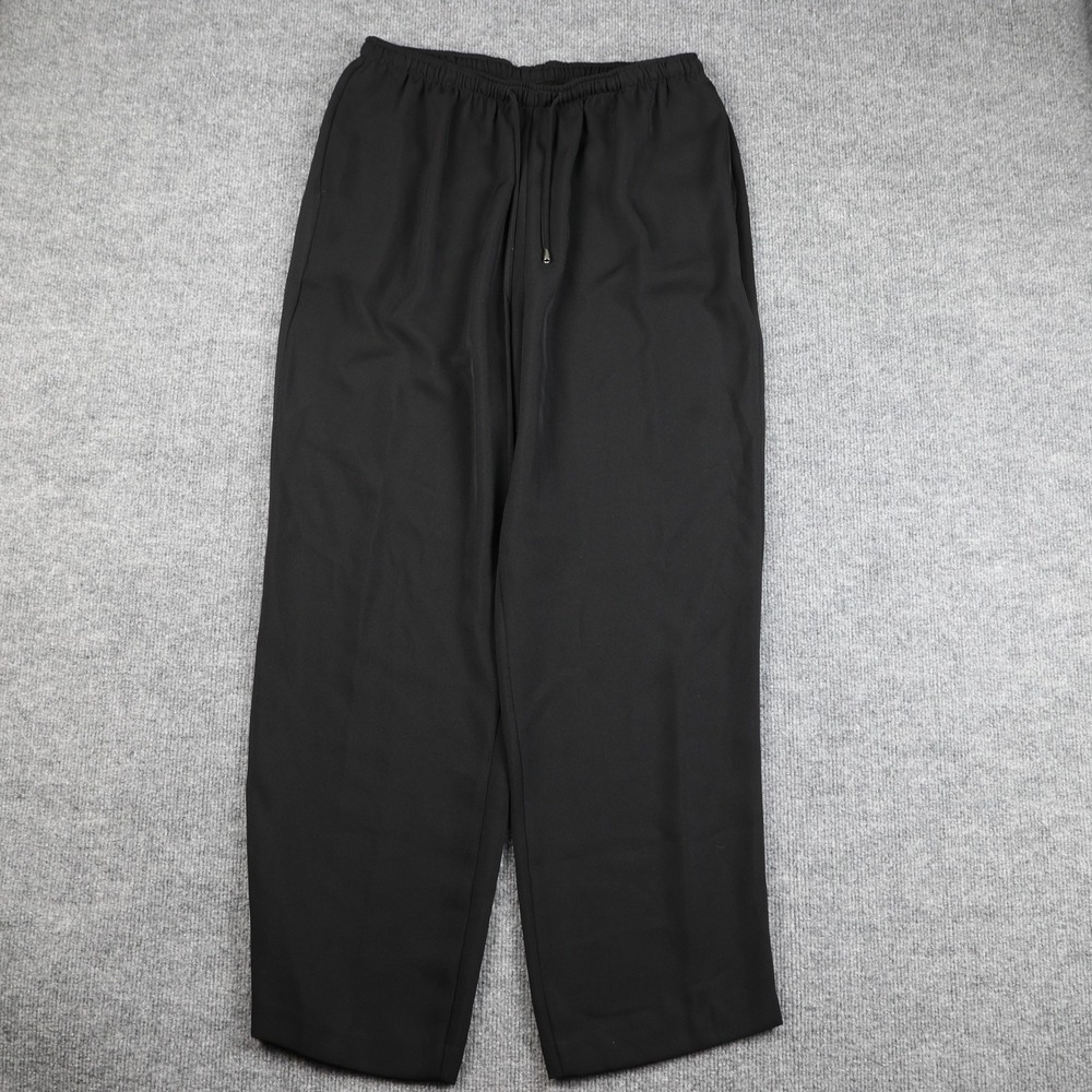 Allison Daley Pants Womens 14 Black Elastic Waist Drawstring Straight Pull On